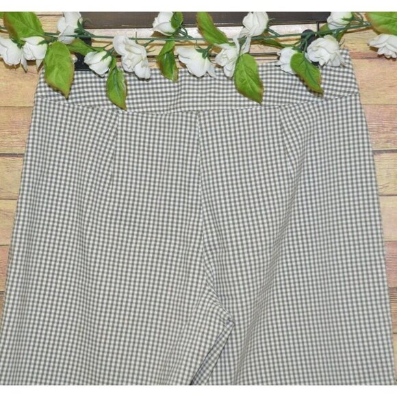 Chico's Olive Green Gingham Checked Wide Ankle Pants Size 2 US L 12 Stretch - Picture 5 of 7
